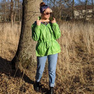 Vintage 90s Y2K Reversible Green Blue Rain Jacket